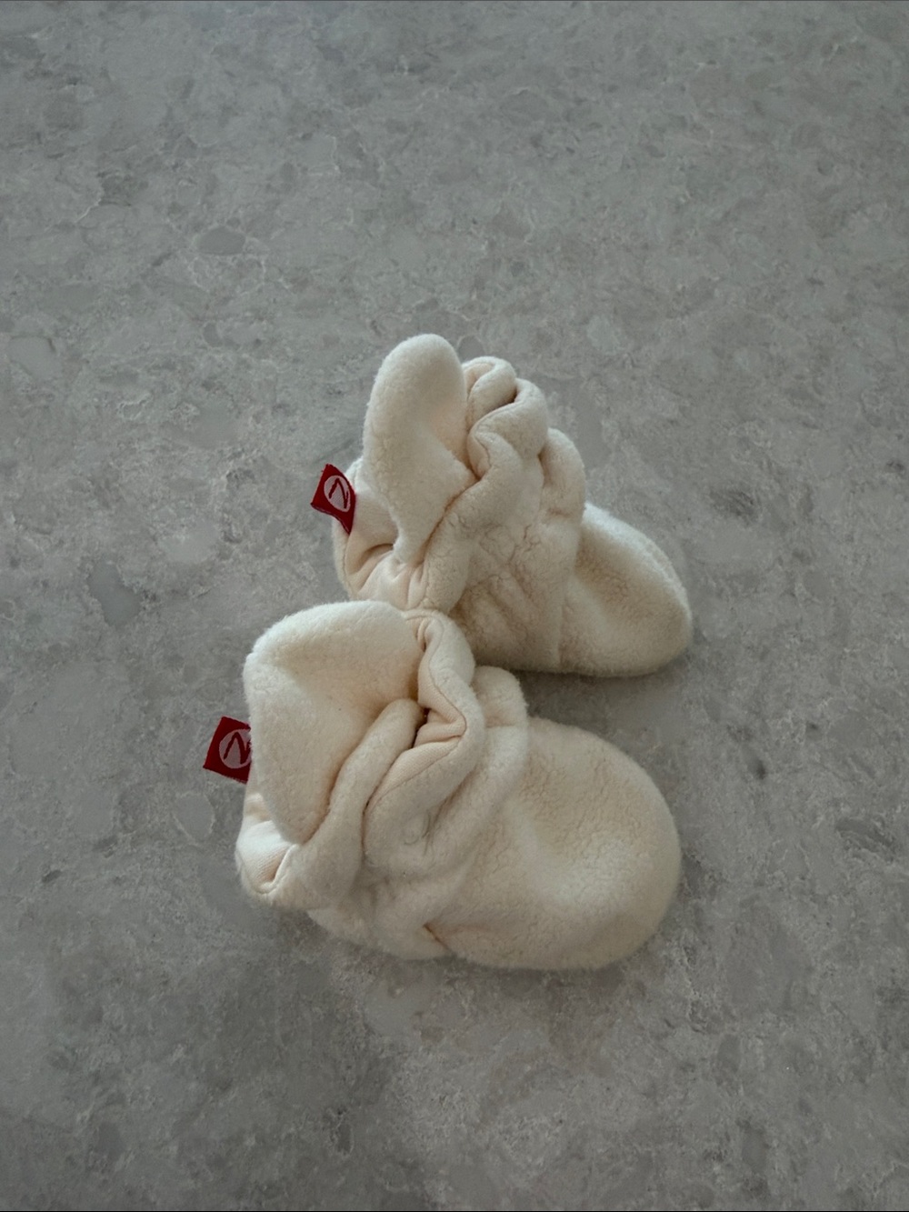 Cream Plush Baby Booties - Soft Infant Feet Warmers